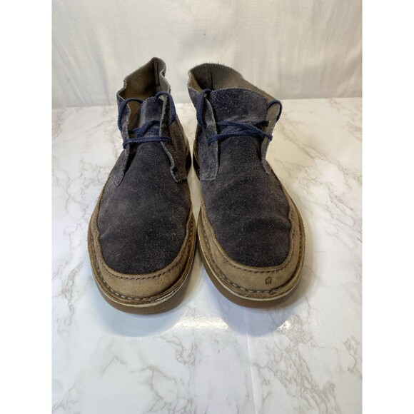 Clarks Boots Mens 10.5 M Desert Chukka Boots Blue Leather Lace Up - Picture 7 of 10